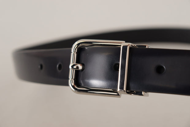 Elegant Black Leather Belt with Metal Buckle Dolce & Gabbana