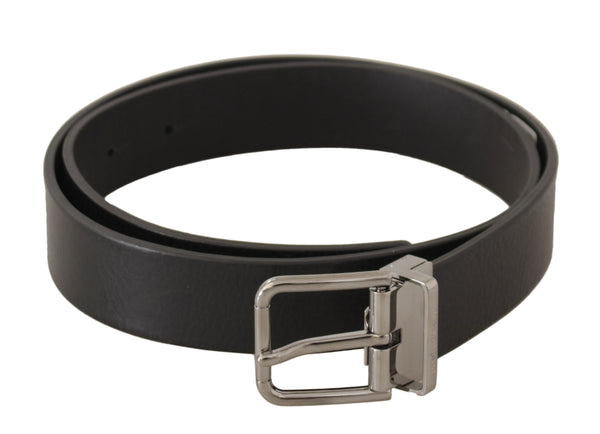 Elegant Black Leather Belt with Metal Buckle Dolce & Gabbana