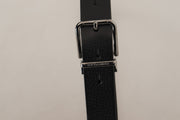 Elegant Black Leather Belt with Metal Buckle Dolce & Gabbana