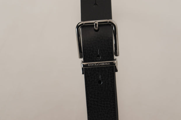 Elegant Black Leather Belt with Metal Buckle Dolce & Gabbana