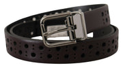 Elegant Dark Purple Leather Belt Dolce & Gabbana