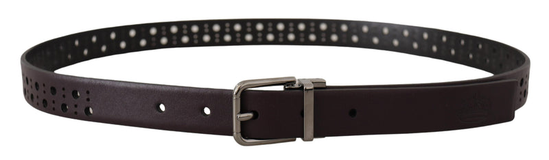 Elegant Dark Purple Leather Belt Dolce & Gabbana