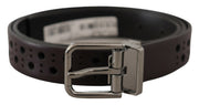 Elegant Dark Purple Leather Belt Dolce & Gabbana