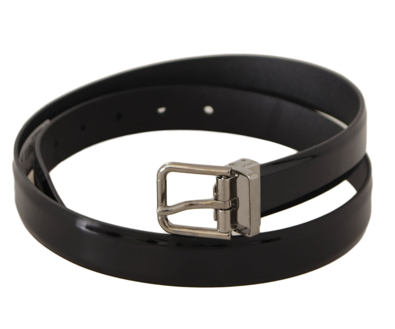 Elegant Black Leather Belt with Metal Buckle Dolce & Gabbana