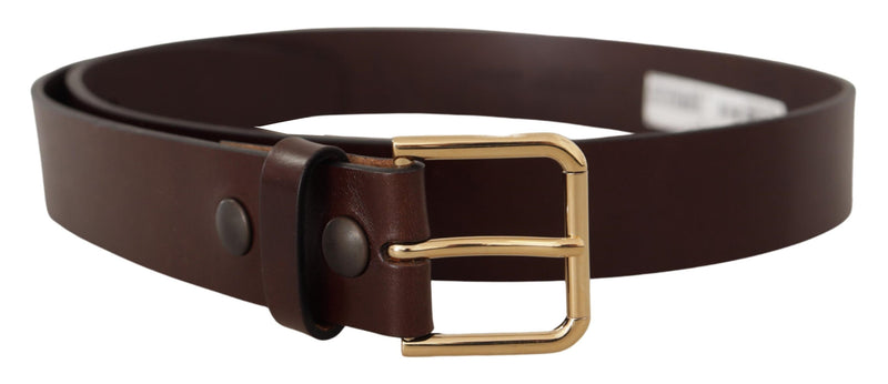 Elegant Black Leather Belt with Metal Buckle Dolce & Gabbana