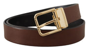 Elegant Brown Leather Belt with Metal Buckle Dolce & Gabbana