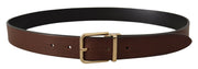 Elegant Brown Leather Belt with Metal Buckle Dolce & Gabbana