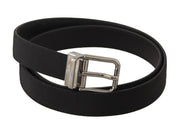 Elegant Black Leather Belt with Metal Buckle Dolce & Gabbana