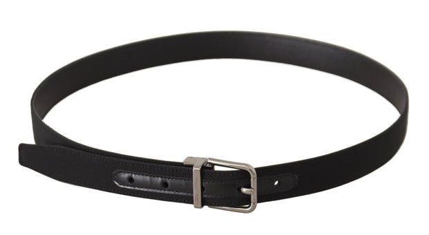 Elegant Black Leather Belt with Metal Buckle Dolce & Gabbana