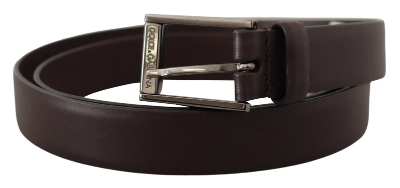 Elegant Dark Brown Leather Belt Dolce & Gabbana