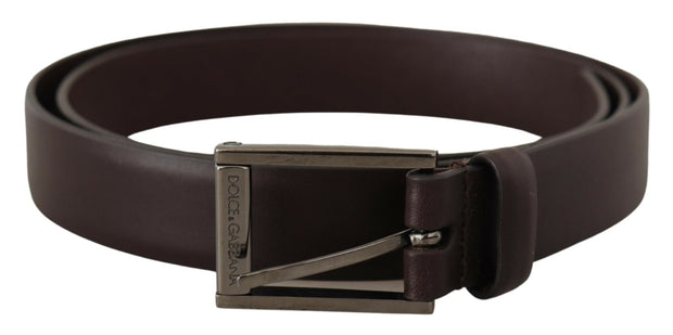 Elegant Dark Brown Leather Belt Dolce & Gabbana