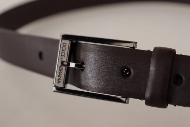 Elegant Dark Brown Leather Belt Dolce & Gabbana