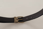 Elegant Black Leather Designer Belt Dolce & Gabbana