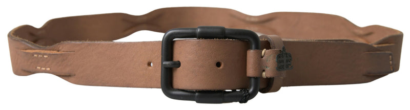 Elegant Brown Leather Waist Belt with Black Metal Buckle Ermanno Scervino