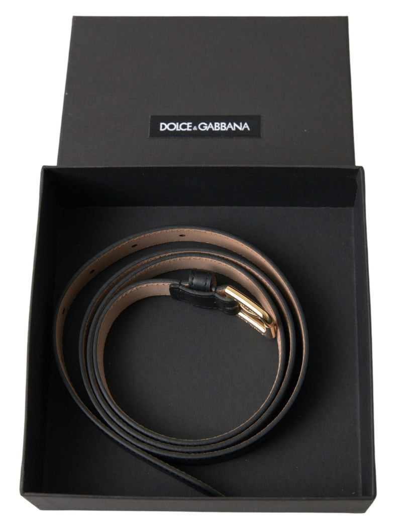 Elegant Italian Leather Belt with Metal Buckle Dolce & Gabbana