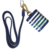 Chic Blue Striped Leather Airpods Case Dolce & Gabbana