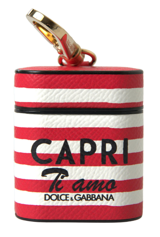 Elegant Red Leather Airpods Case Dolce & Gabbana