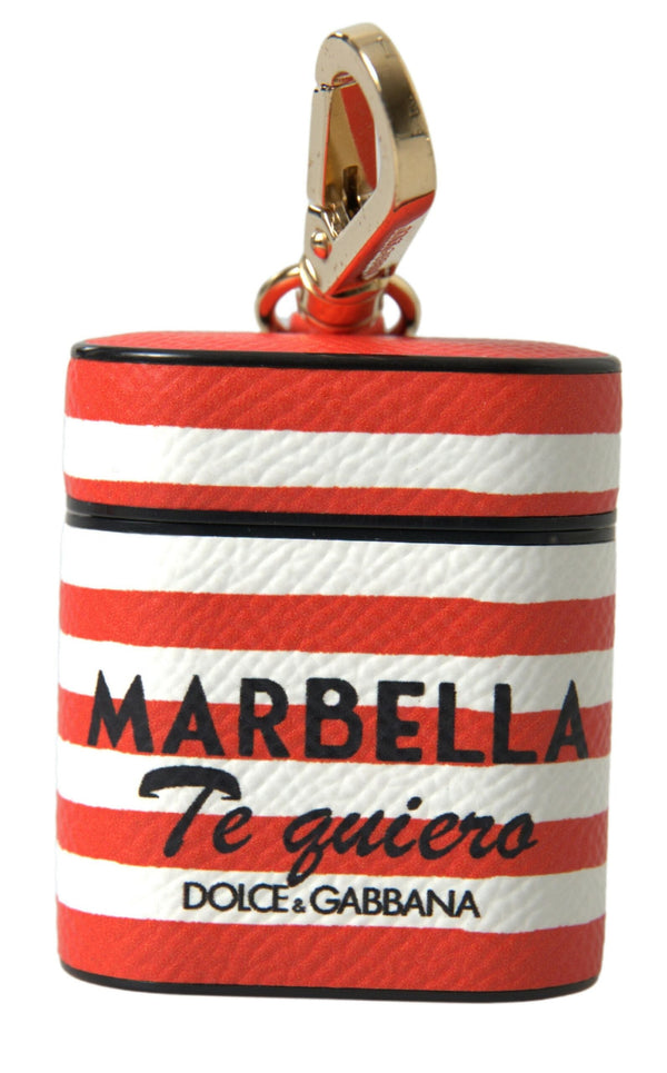 Orange Stripe Dauphine Leather Logo Strap Airpod Case Dolce & Gabbana