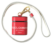 Elegant Red Calf Leather Airpods Case Dolce & Gabbana