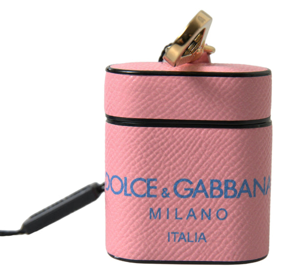 Chic Calf Leather Airpods Case in Pink Dolce & Gabbana