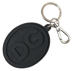 Elegant Black Rubber and Brass Keychain Dolce & Gabbana