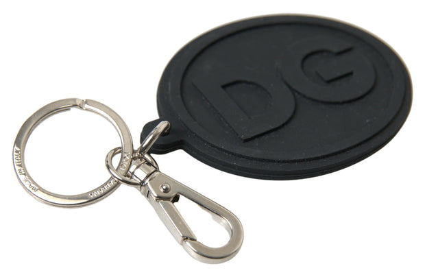 Elegant Black Rubber and Brass Keychain Dolce & Gabbana