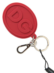 Chic Red Rubber and Brass Designer Keychain Dolce & Gabbana