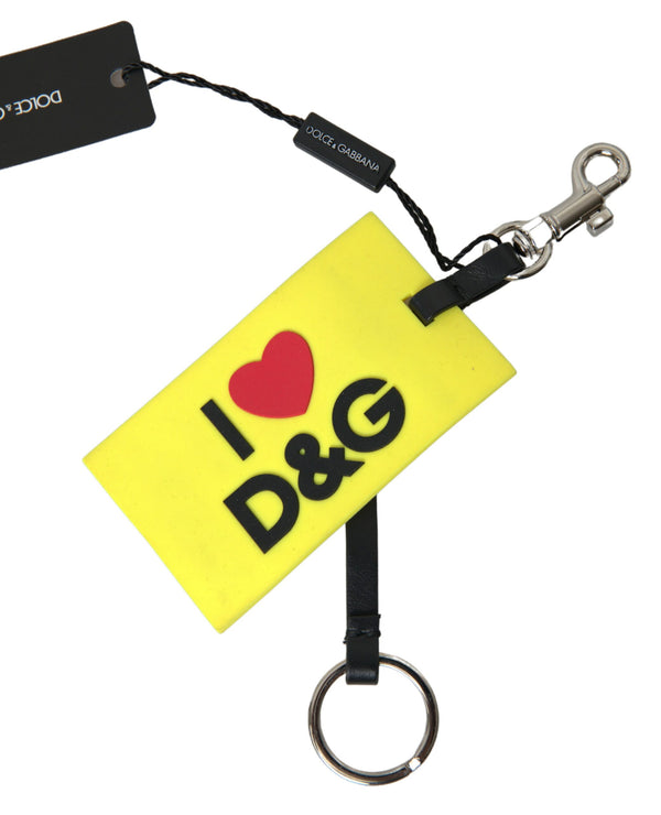 Chic Yellow Keyring with Logo Hardware Dolce & Gabbana