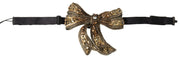 Gold Crystal Embellished Silk Bowtie Dolce & Gabbana