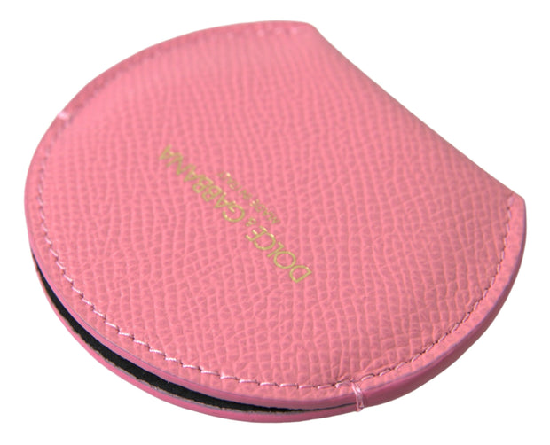 Elegant Pink Leather Mirror Holder Dolce & Gabbana