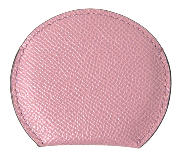 Elegant Pink Leather Hand Mirror Holder Dolce & Gabbana