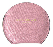 Elegant Pink Leather Hand Mirror Holder Dolce & Gabbana