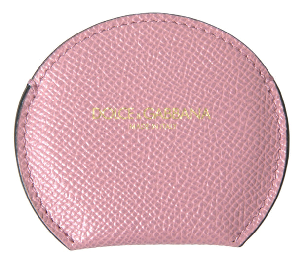 Elegant Pink Leather Hand Mirror Holder Dolce & Gabbana