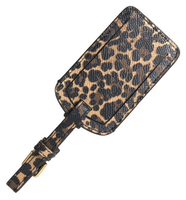 Elegant Leopard Leather Luggage Tag Dolce & Gabbana