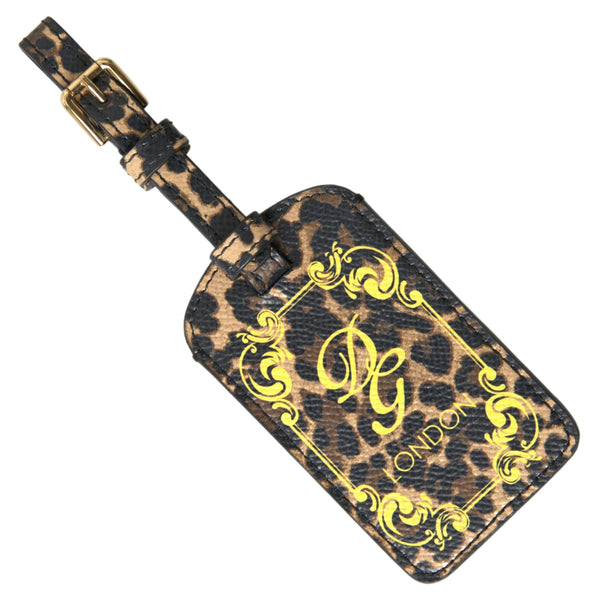 Elegant Leopard Leather Luggage Tag Dolce & Gabbana