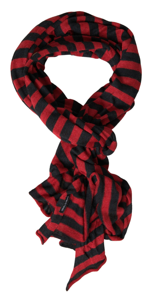 Elegant Striped Acrylic Wool Silk Scarf Dolce & Gabbana