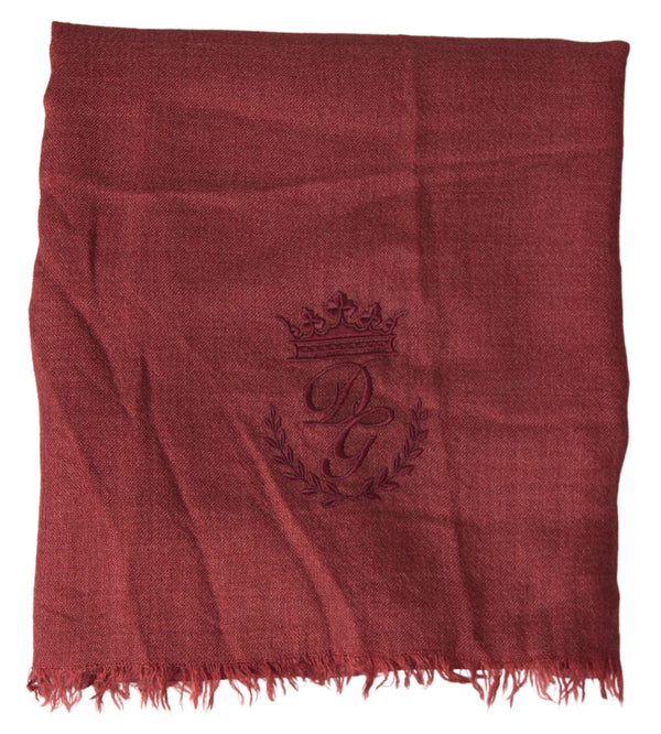 Luxury Cashmere Silk Men's Maroon Scarf Dolce & Gabbana