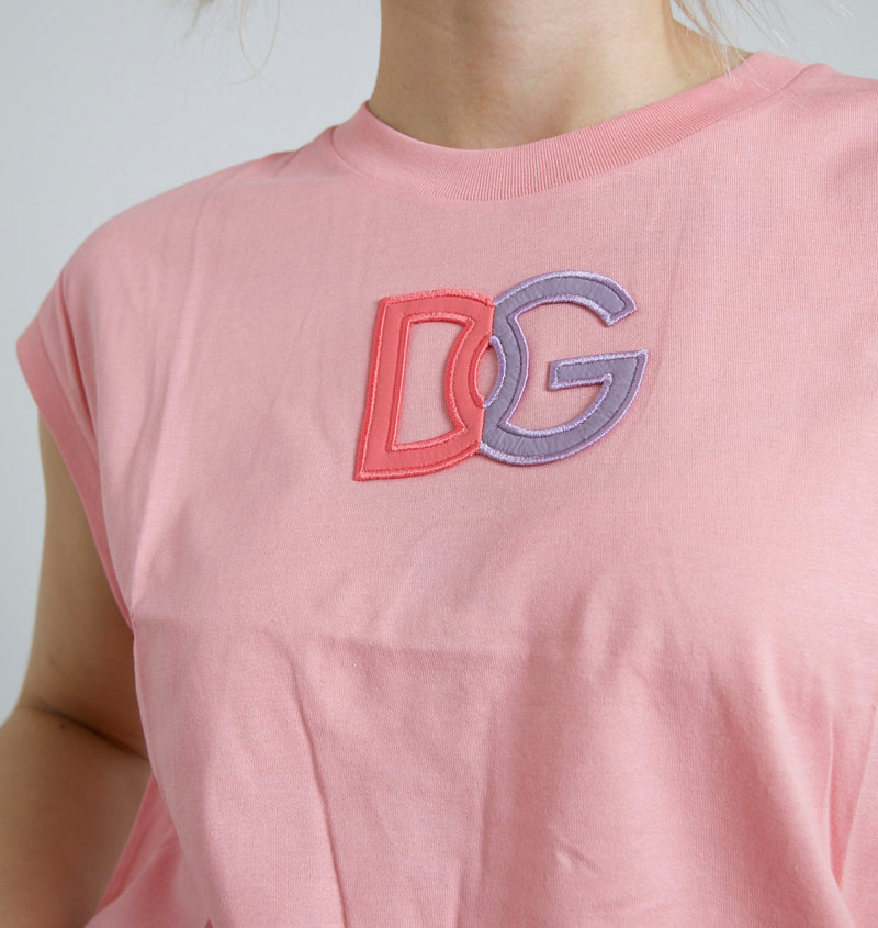 Pink Cotton DG Logo Crew Neck Tank T-shirt Dolce & Gabbana