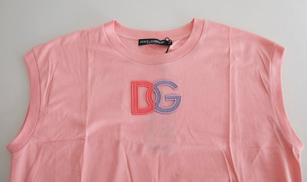Pink Cotton DG Logo Crew Neck Tank T-shirt Dolce & Gabbana