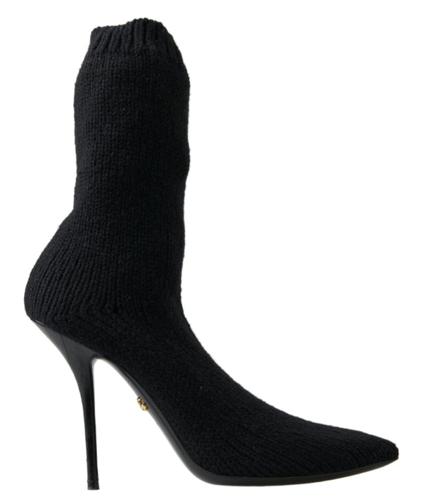 Elegant Black Viscose Mid-Calf Boots Dolce & Gabbana