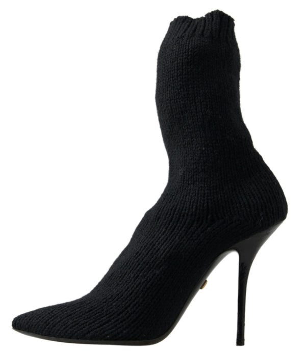 Elegant Black Viscose Mid-Calf Boots Dolce & Gabbana