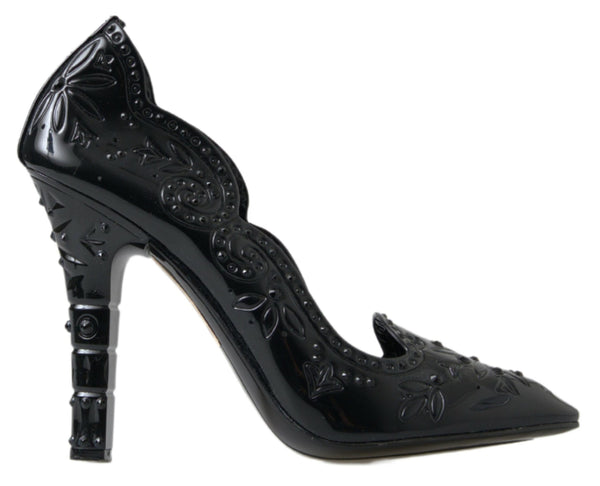 Elegant Black Crystal Cinderella Pumps Dolce & Gabbana