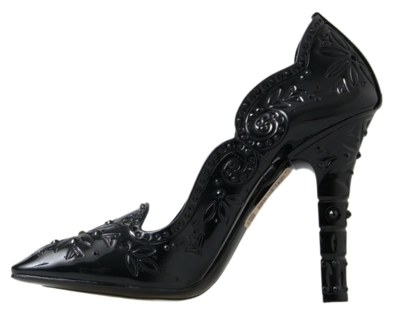 Elegant Black Crystal Cinderella Pumps Dolce & Gabbana