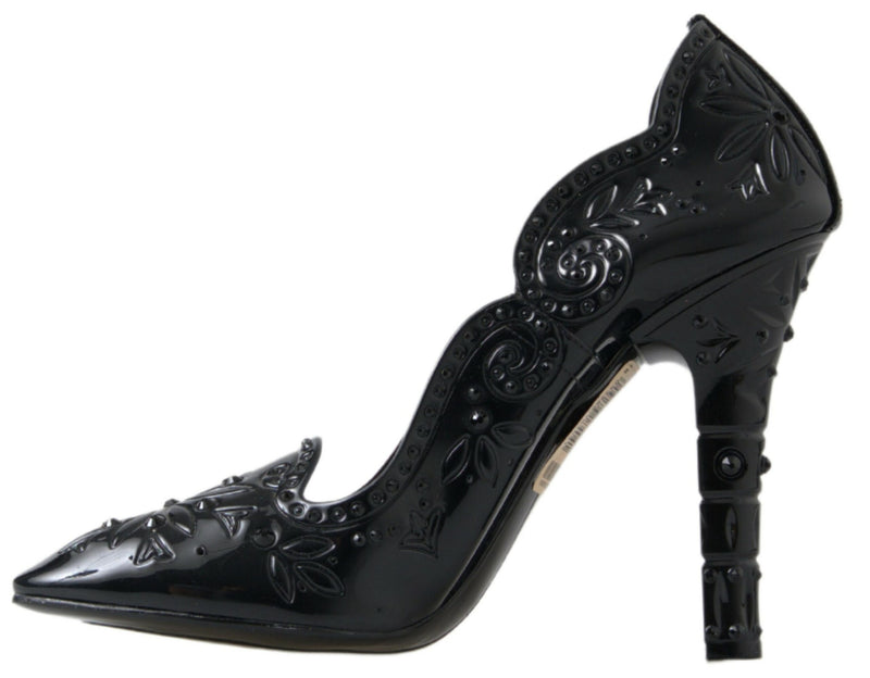 Elegant Black Crystal Cinderella Pumps Dolce & Gabbana