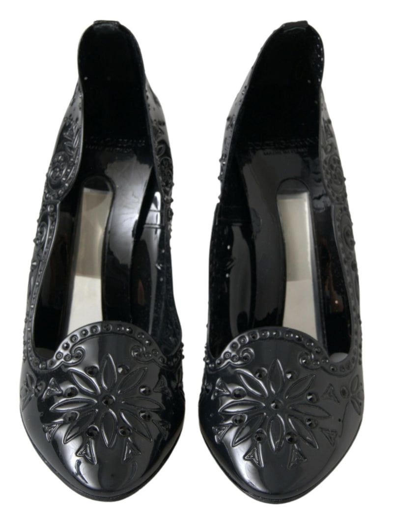 Elegant Black Crystal Cinderella Pumps Dolce & Gabbana