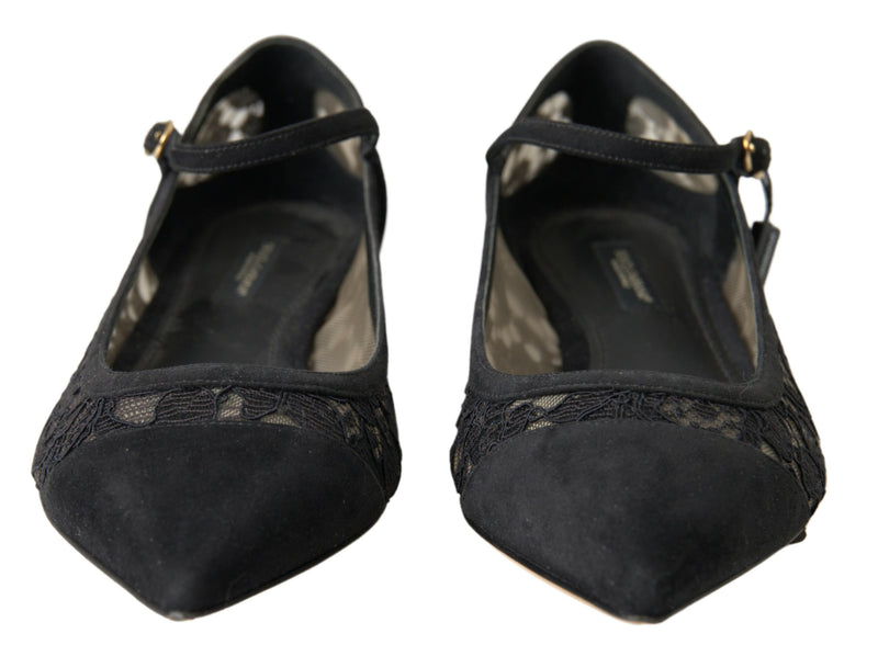 Elegant Black Lace Flats Dolce & Gabbana