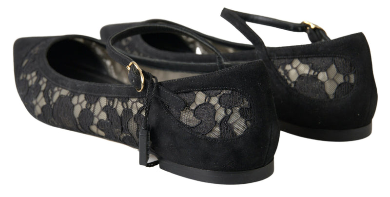 Elegant Black Lace Flats Dolce & Gabbana