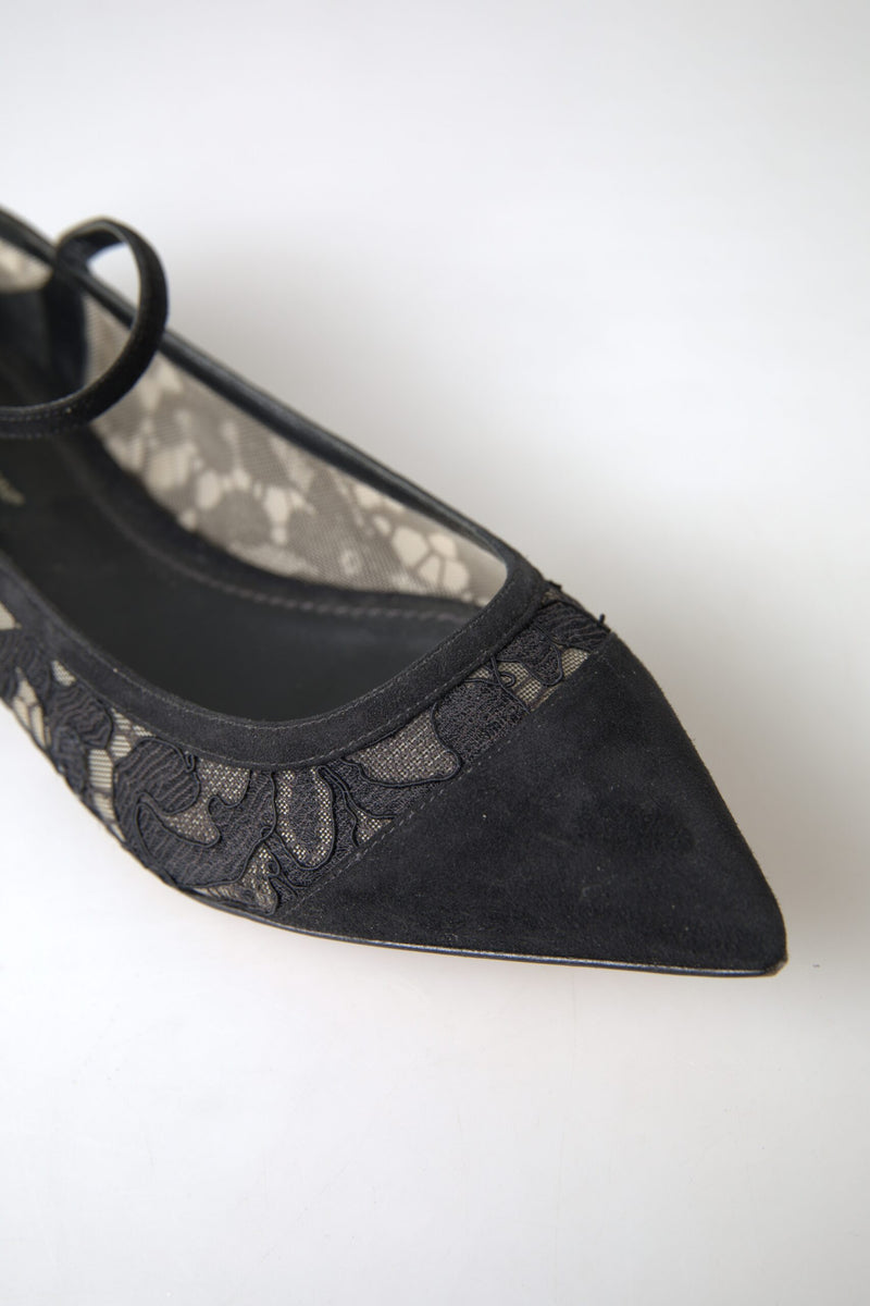 Elegant Black Lace Flats Dolce & Gabbana