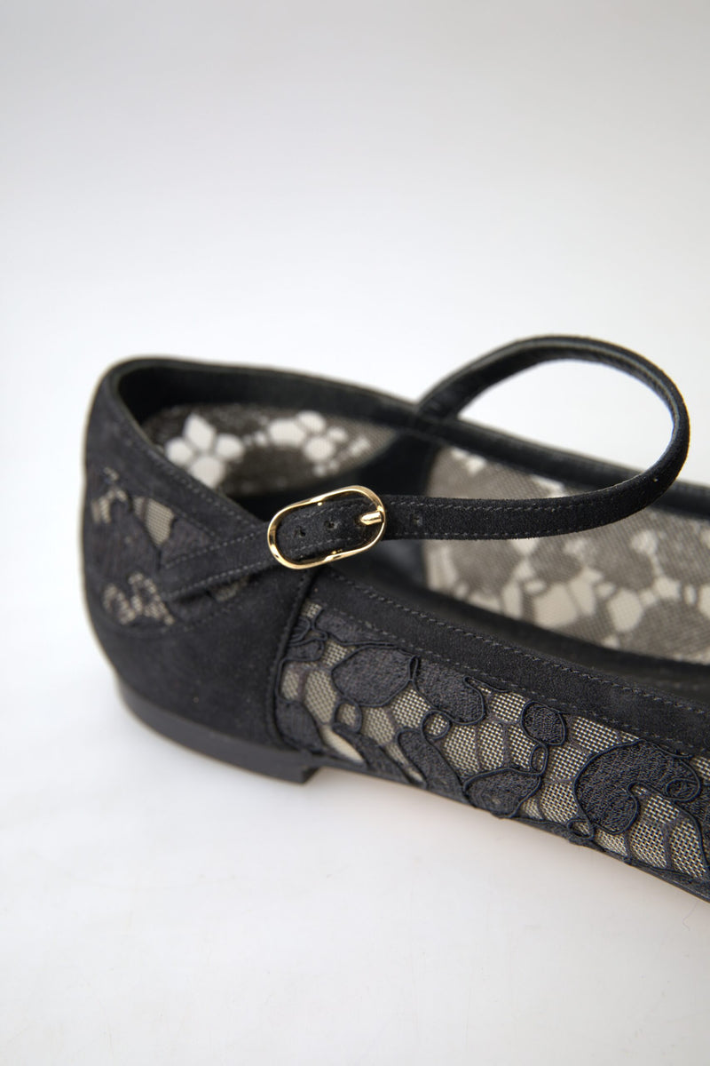 Elegant Black Lace Flats Dolce & Gabbana