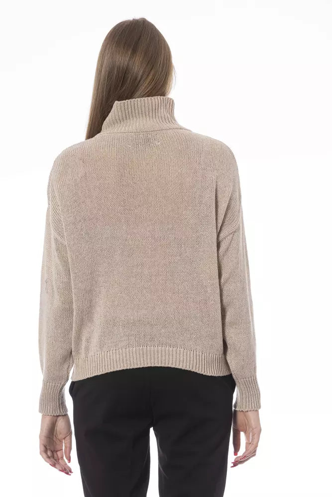 Beige Wool Women Sweater Baldinini Trend